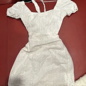 White back tie dress